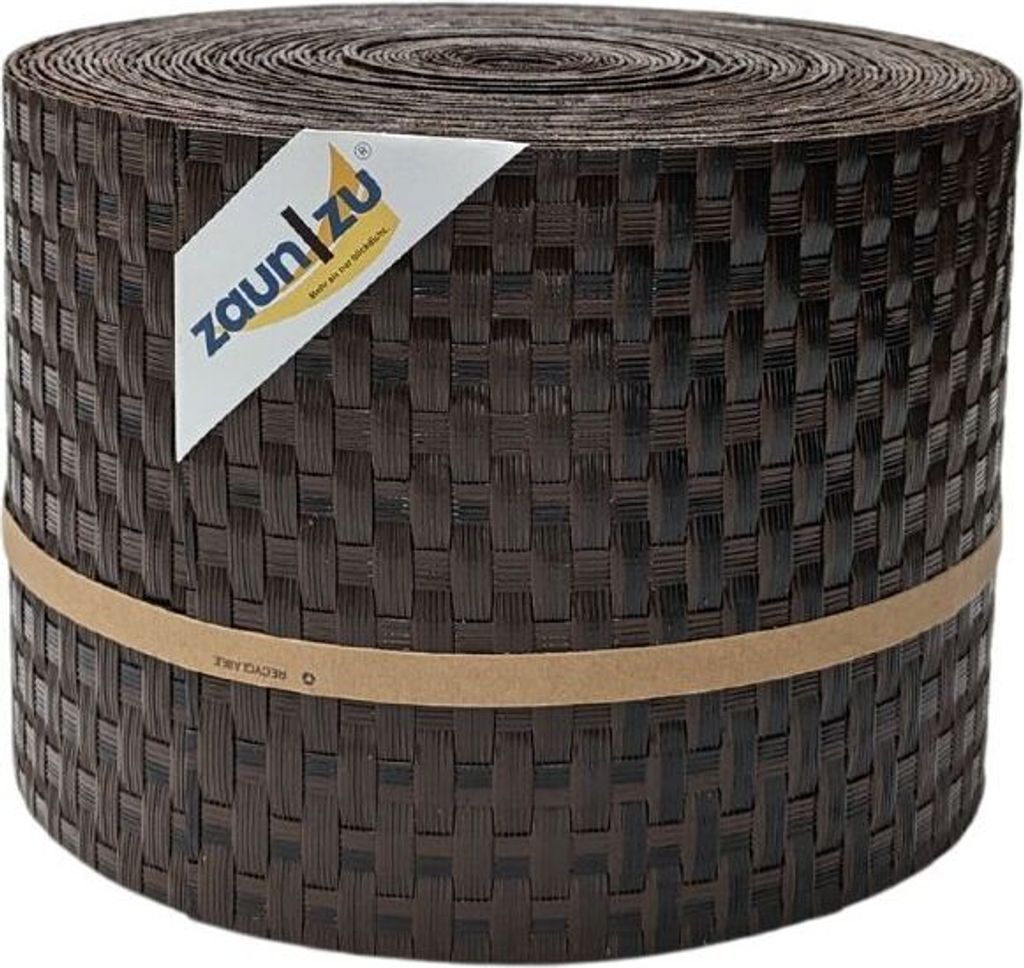 Sichtschutzstreifen zaun|zu RATTAN 26m Rolle Zaunblende für Doppelstabmattenzaun Schwarzbraun 26m