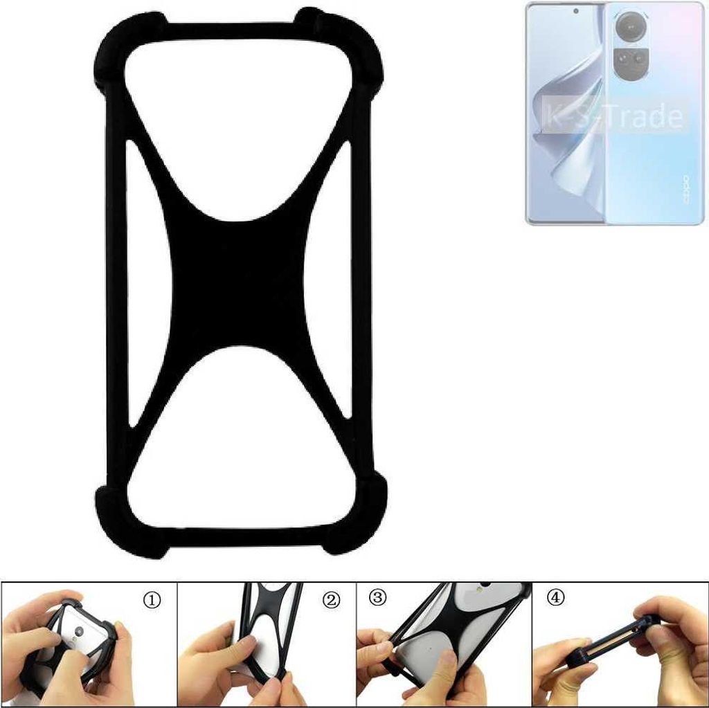 K-S-Trade Handy-Hülle Schutz-Hülle kompatibel mit Oppo Reno10 Silikon Bumper TPU Softcase Smartphone Stoßschutz, schwarz