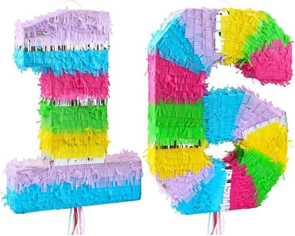 Pinata Zahl 16 bunt pastell