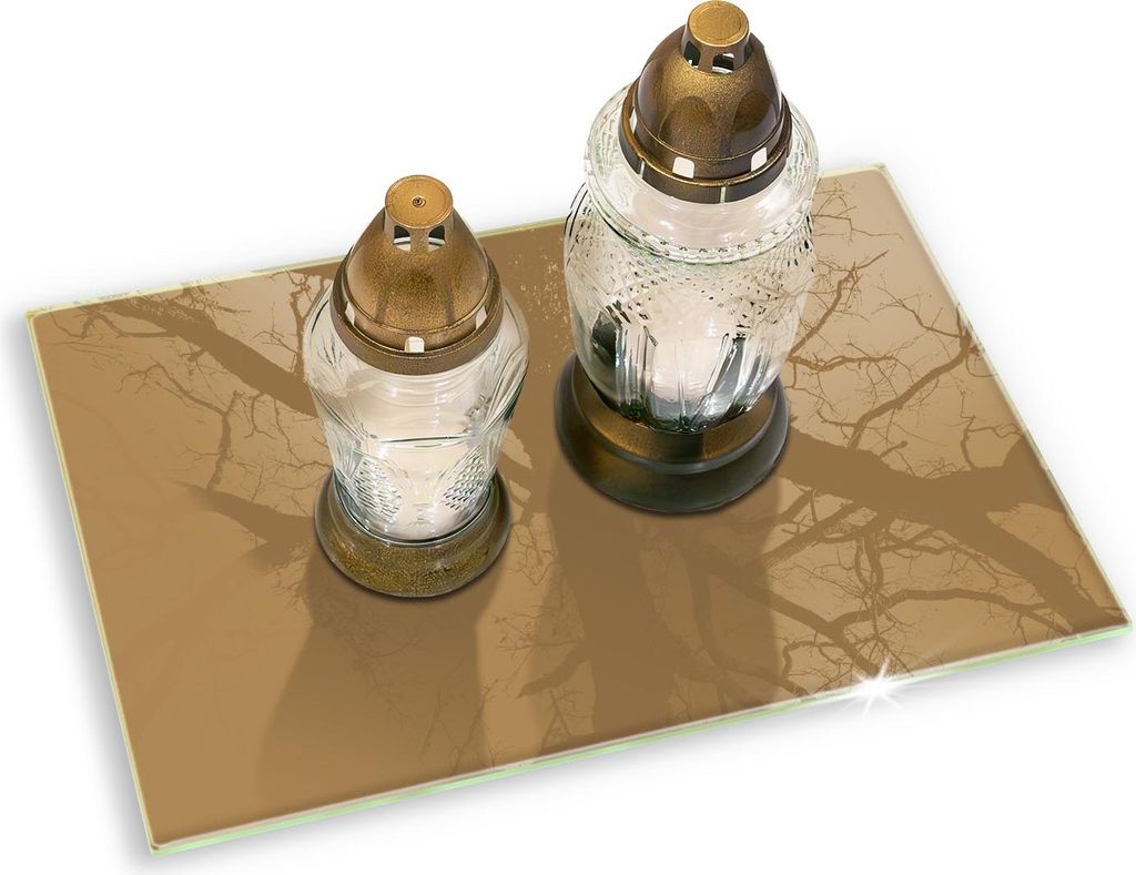 Grabkerze Untersetzer Glastafel Gummifüße Motiv - 80x52 cm - Beige Farbe