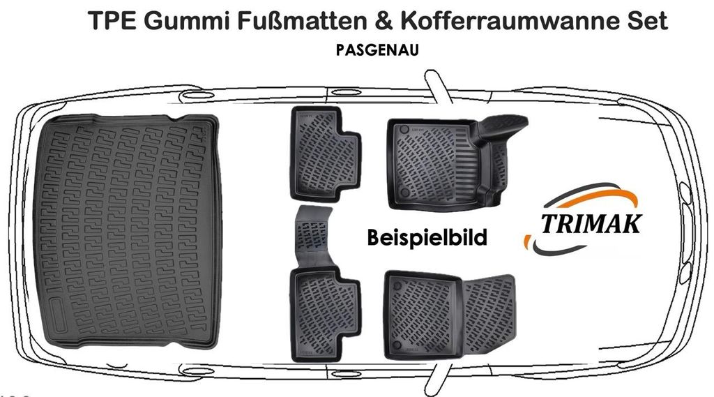 3D Fußmatten & Kofferraumwanne Auto Set Kompatibel mit Produktbild 