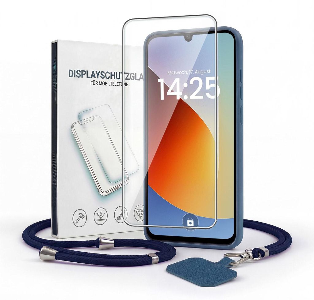 Handyhülle für Xiaomi Redmi A7 Pro mit Handykette und 9H Produktbild 