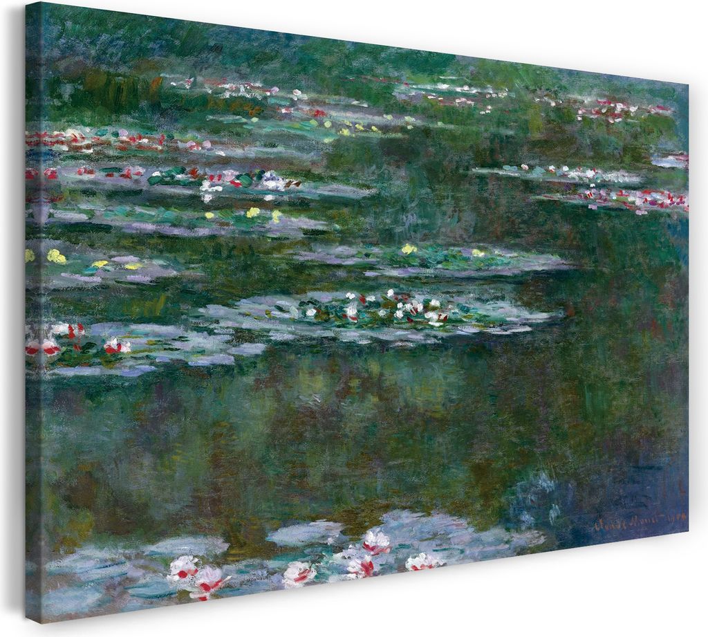 Leinwandbild (80x60cm): Claude Monet - Seerosen (frz. Nymphéas) (1904), echter Holz-Keilrahmen inkl. Aufhänger, handgefertigt in Deutschland
