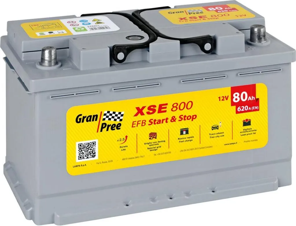 Batteria 12V 80Ah EFB Gran Pree | Start & Stop Sicuro e Duraturo