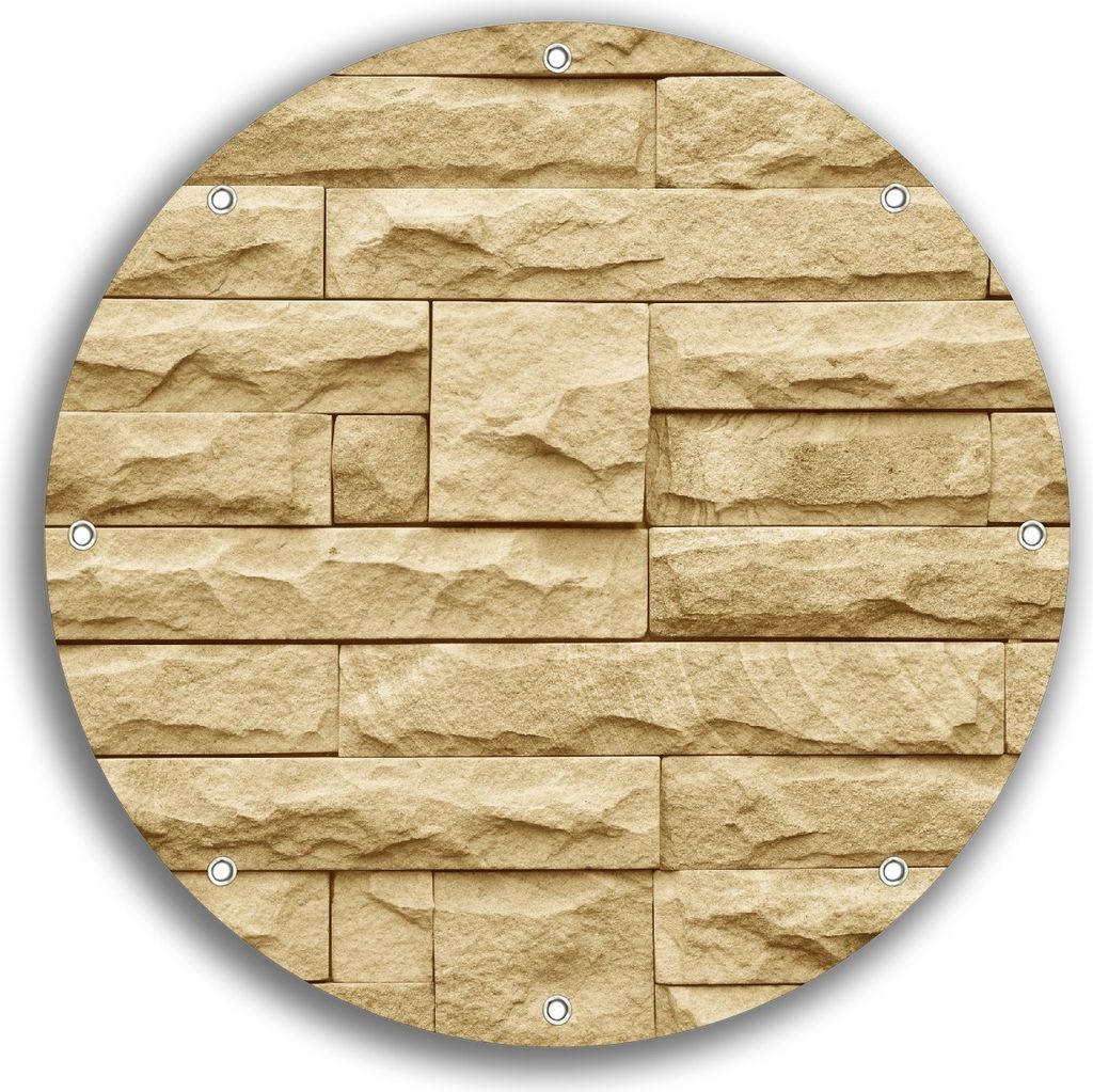 Wallario rundes Outdoor-Poster für Garten oder Balkon, Motiv Steinwand gelb, 30 cm Durchmesser