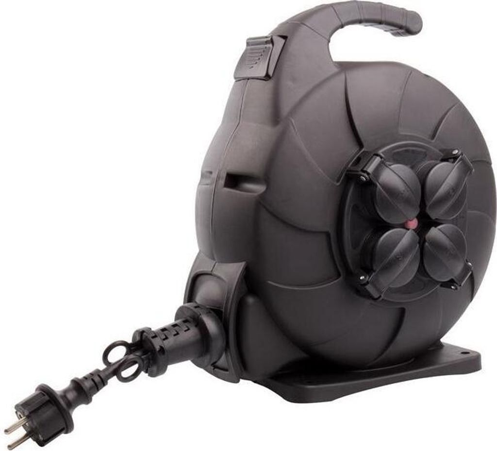 Kabeltrommel mit Automatischem Rücklauf 15m IP44 Schwarz Produktbild 3