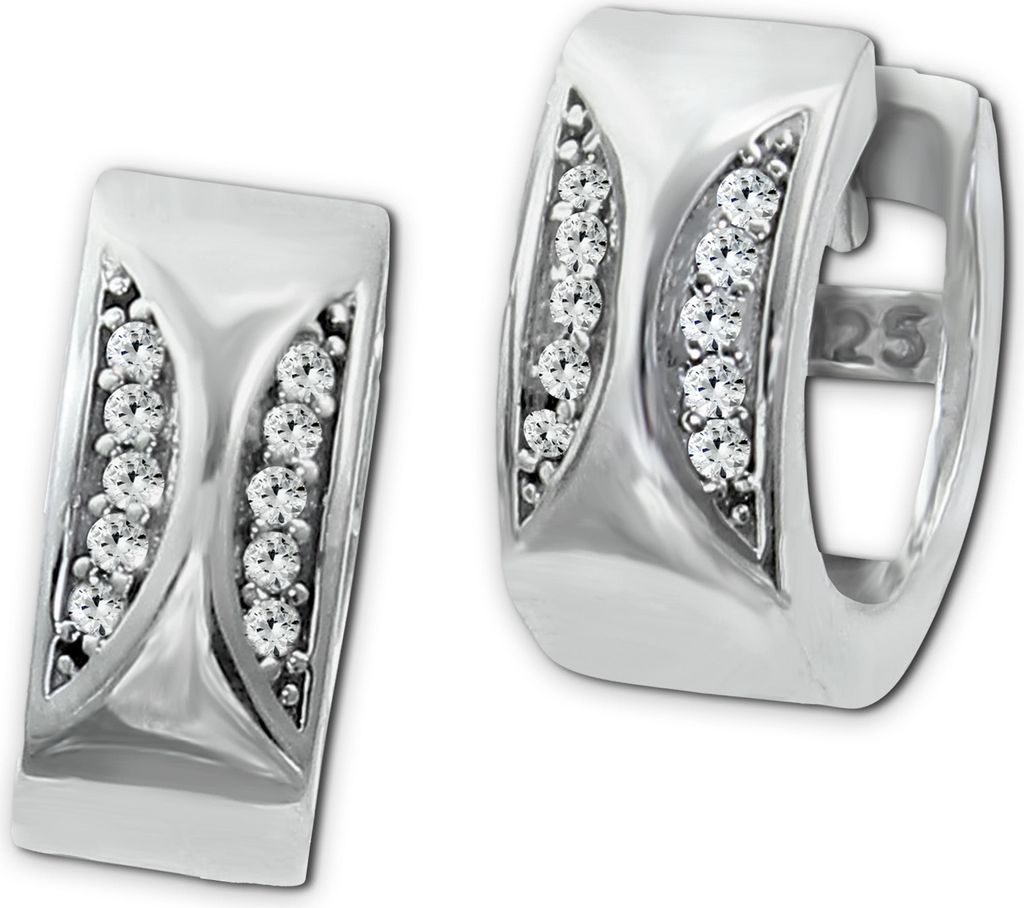 SilberDream weiß Ohrringe Moons Zirkonia Damen 925 Silber Creolen SDO4366W