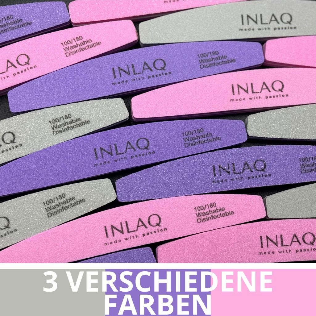 INLAQ Nagelfeile 100/180 – Doppelseitige, Waschbare Feile Für Naturnägel & Gelnägel