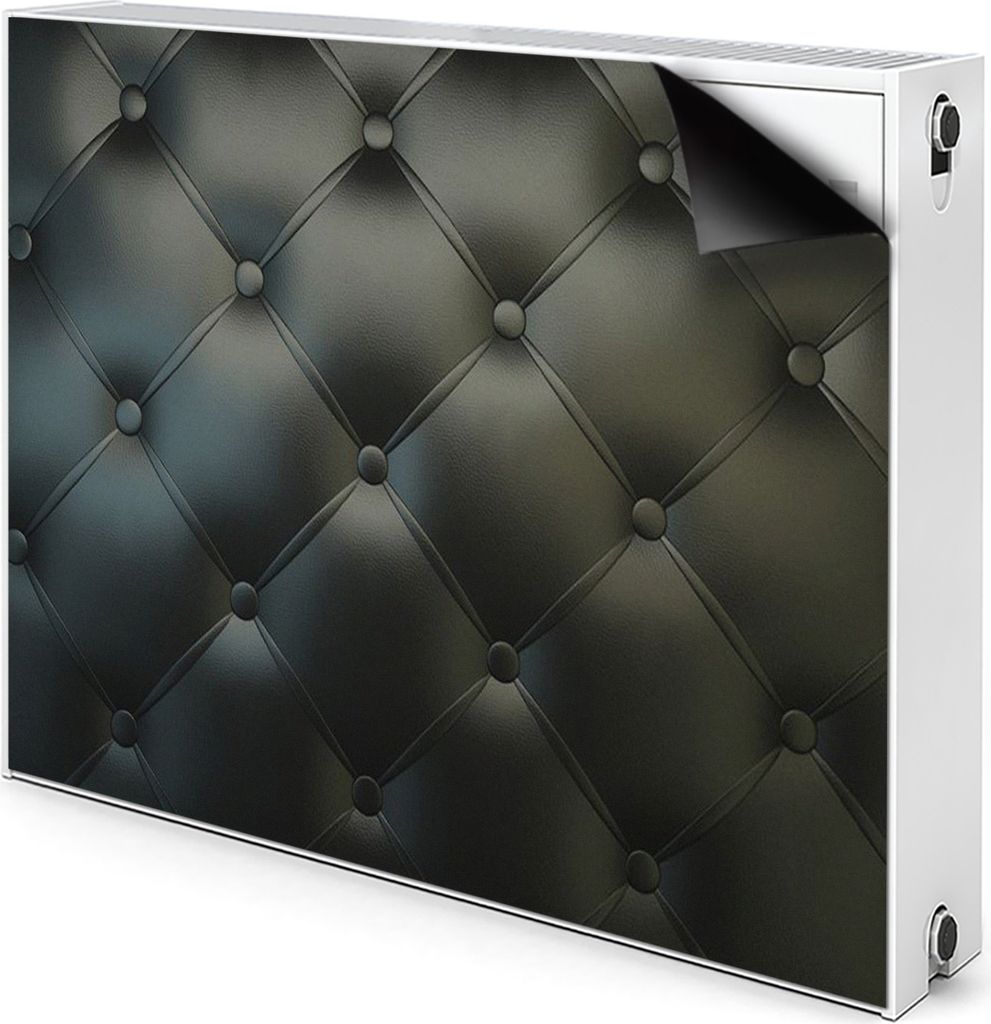 Magnet Radiator Magnet Mat Heizkörperverkleidung Heizkörper-Abdeckung Heizung 100x60 cm - Muster, gesteppt, schwarz, Leder