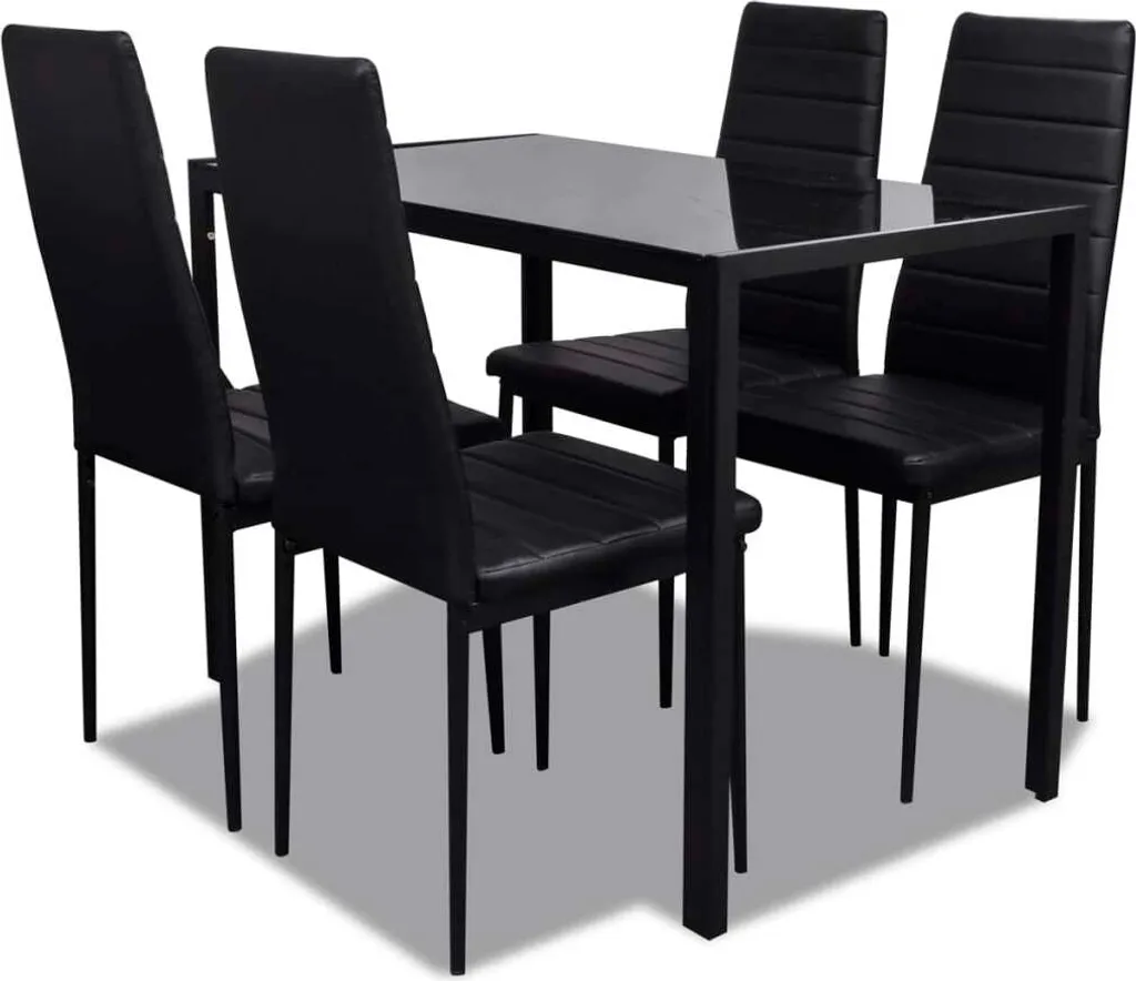 Ensemble Table et 4 Chaises de Salle à Manger Noires Design Compact - 3