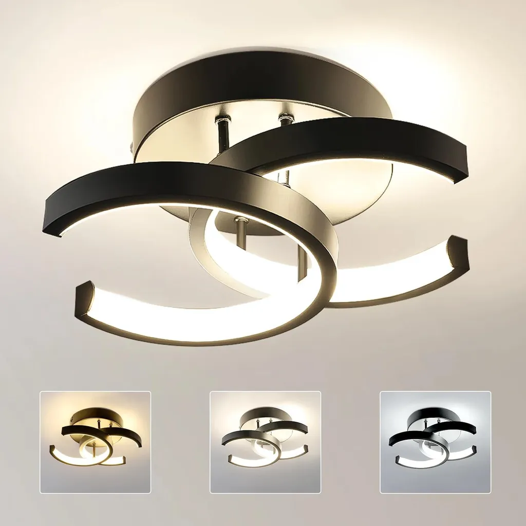 Luminaire Plafonnier LED Design Moderne - Éclairage Variable Noir et Blanc