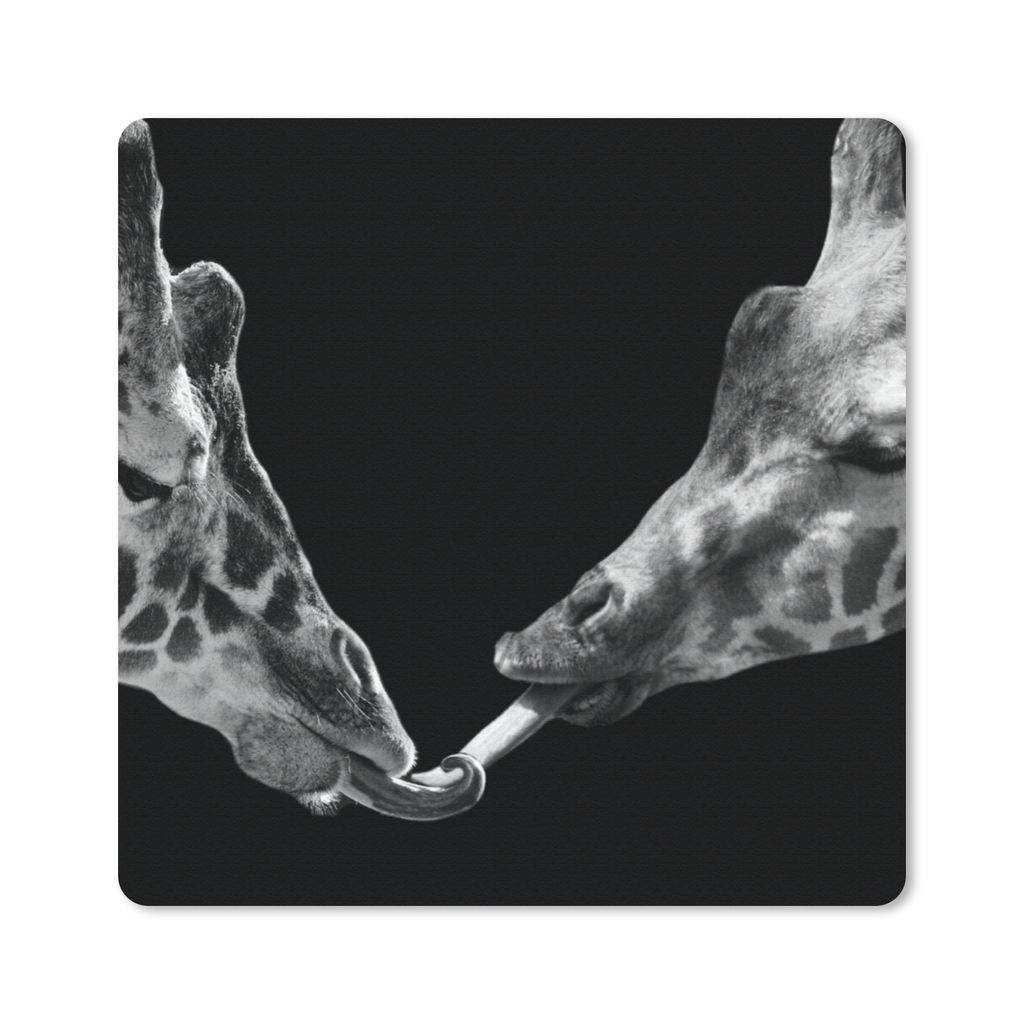 MuchoWow Mauspad Mousepad Tiere - Schwarz - Giraffe - Weiß - Porträt 30x30 cm - Mousepads - Maus Mat - Pad - Mausunterlage - Gaming