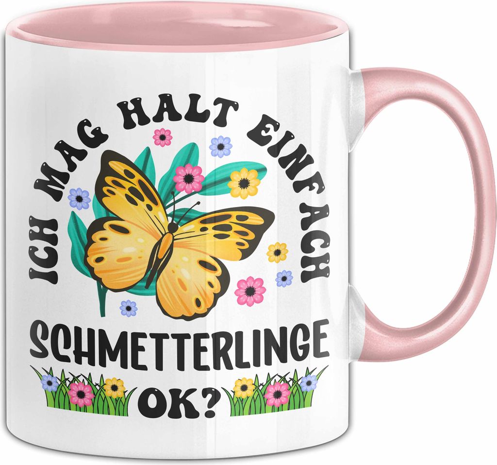 Schmetterling-Liebhaber Tasse Geschenk Ich Mag Halt Einfach Schmetterlinge Ok Geschenkidee Geburtstag Kaffee-Becher (Rosa)