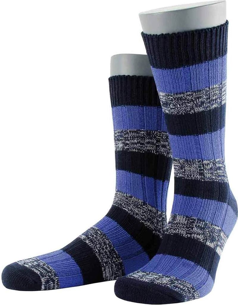 Herren Baumwollsocke FASHION TWO TONE mit Blockringel-Design blau-39-42