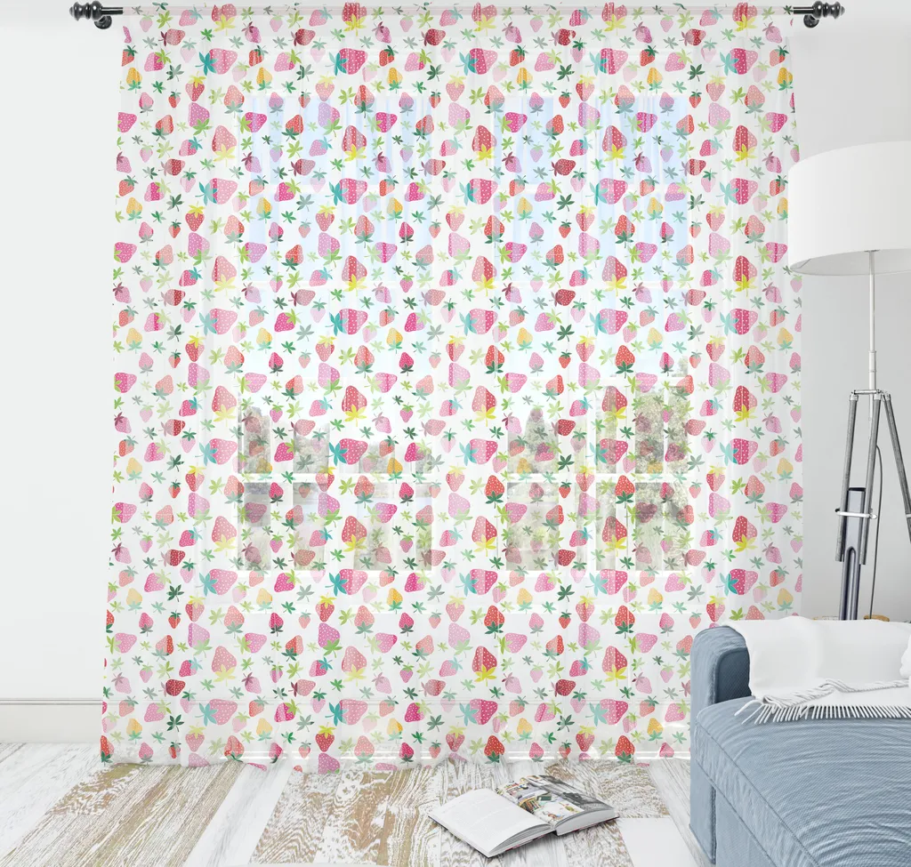 Arazzo Parete ABAKUHAUS Fragole Cartoon Rosa Senape 240x274