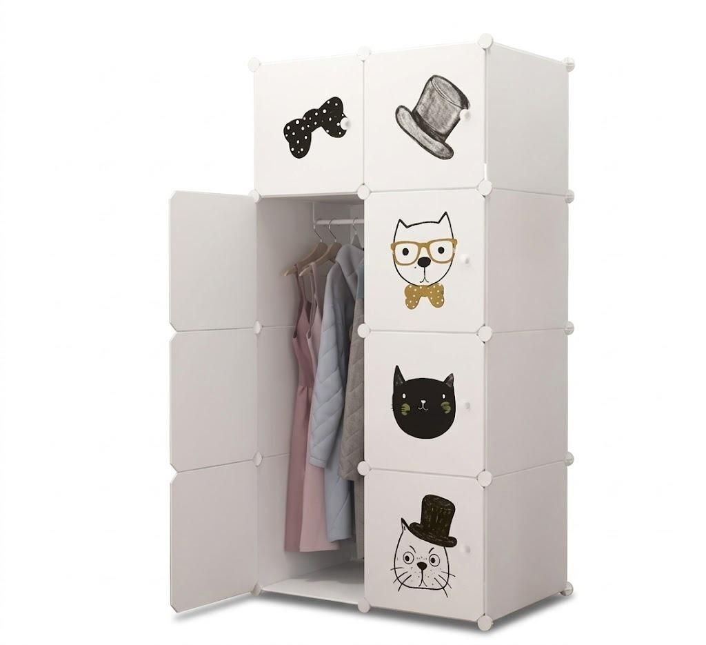 Modularer Kleiderschrank Für Kinder Weiss 8 Einlegeböden, Produktbild 