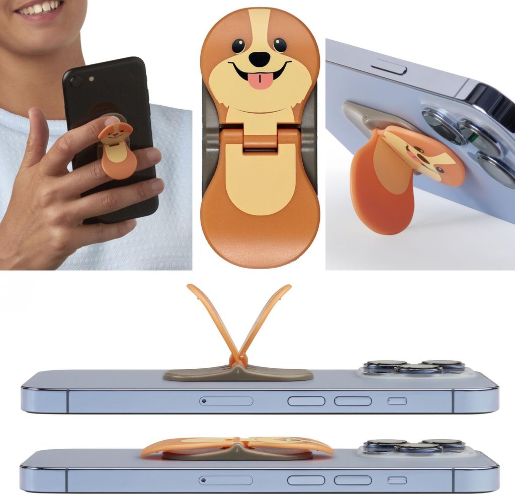 zipgrips Puppy (Hund) - 2 in 1 Handy-Griff & Aufsteller - Sicherer Griff - Halter für Smartphones - Perfekte Selfies - Ideal für Videos