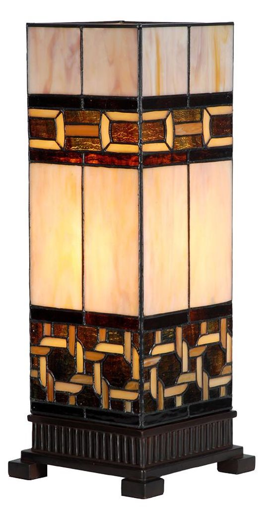 Clayre & Eef Tiffany Tischlampe 17x17x44 cm Beige Glas