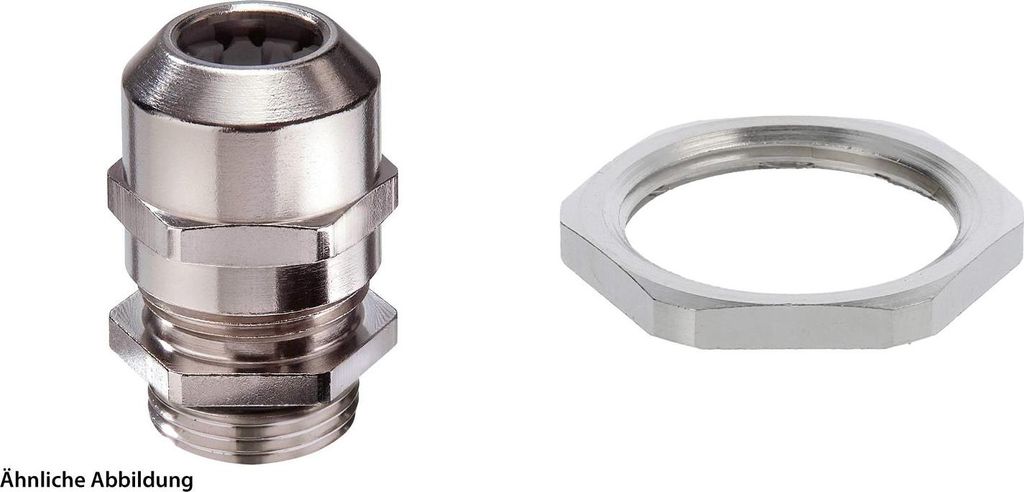 WISKA Verschraubung mit Gegenmutter M25x1,5 inkl. O-Ring Messing (CuZn) vernickelt Gewindelänge 7,0mm - 1 Stück