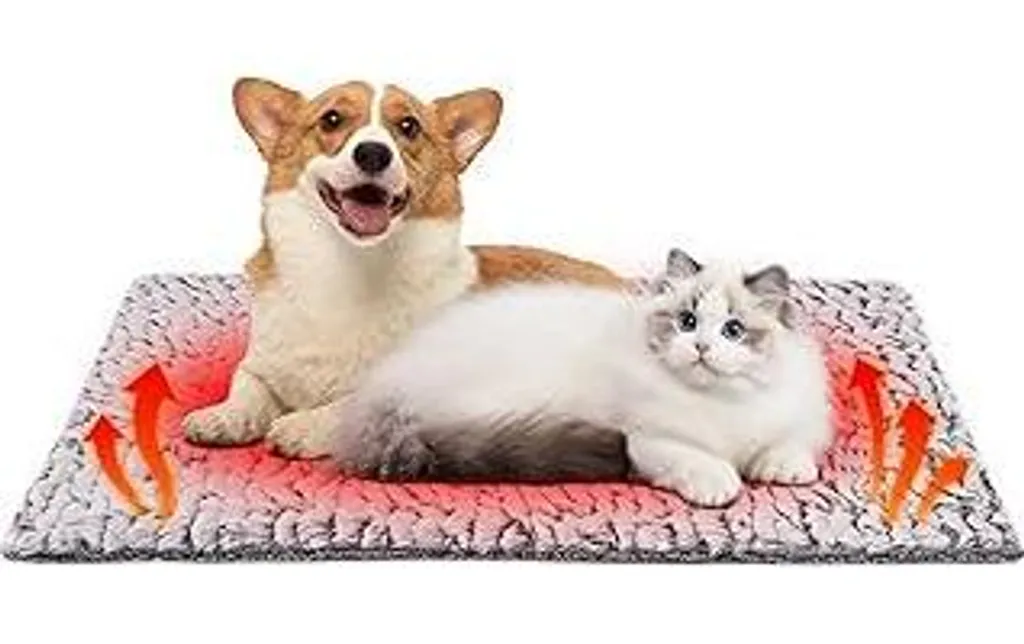 Coperta autoriscaldante per gatti, coperta autoriscaldante per cani e gatti, tappetino riscaldante per animali domestici, coperta termica lavabile per cuccioli, tappetino termico autoriscaldante per cani, antiscivolo, grigio, M 60x80 cm