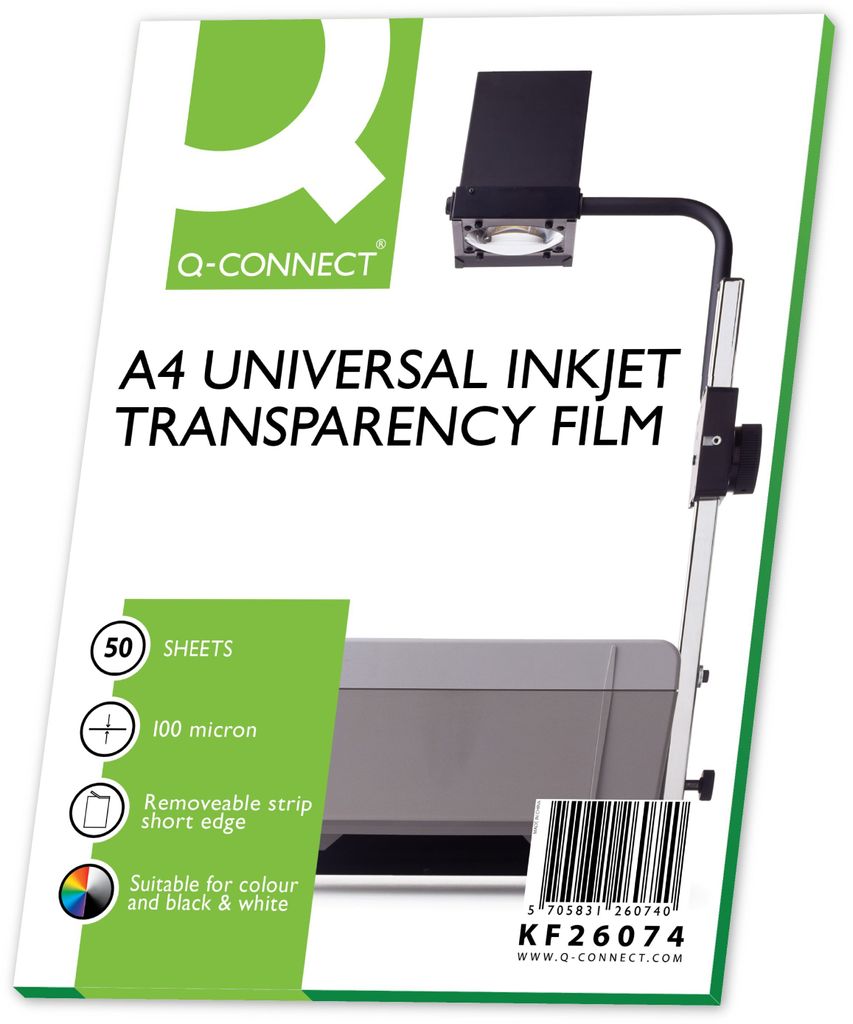 Q-Connect Inkjet-Folien m. Sensorstreifen - A4, 0,10 mm, 50 Folien