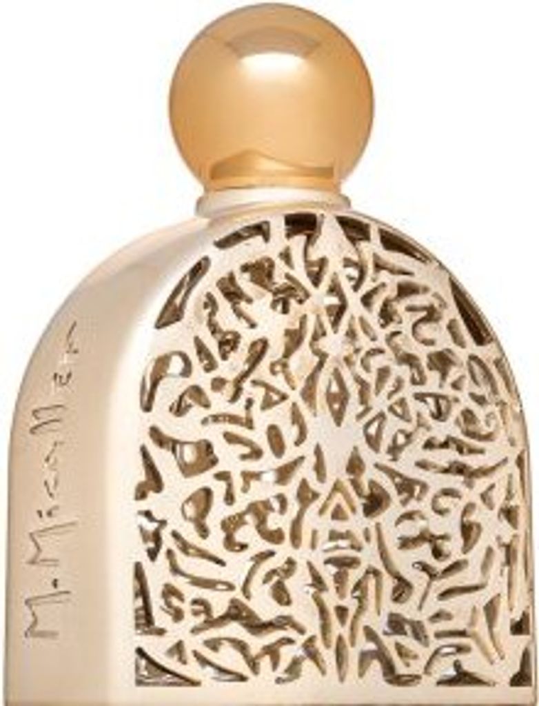 A close-up studio shot of a perfume bottle.