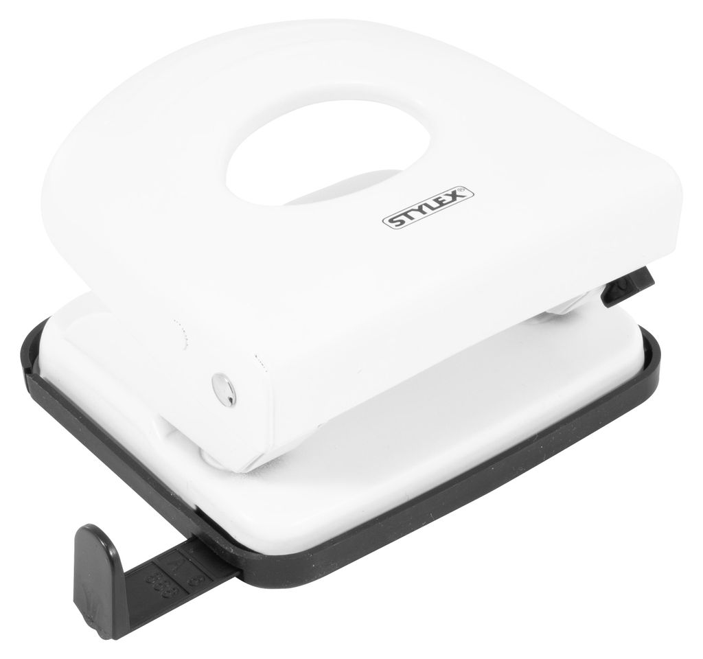 Bürolocher / Metallgehäuse mit Ansatzschiene / Farbe: weiß