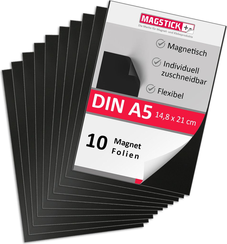 10er Set Magnet-Folie in DIN A5 I selbstklebende Produktbild 1