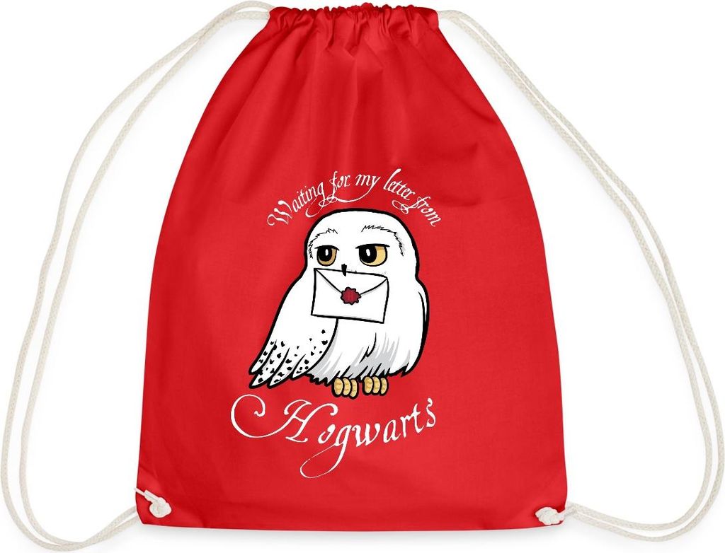 Spreadshirt Harry Potter Hedwig Brief Turnbeutel, One size, Rot