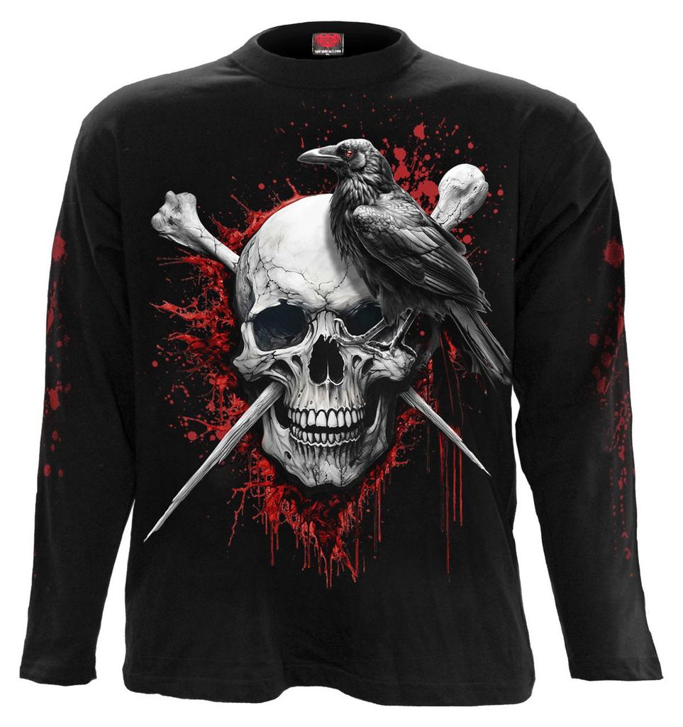 Spiral Direct - "Death Raven" T-Shirt für Herren/Damen Uni, Rücken- und Ärmeldruck RO15987 (M) (Schwarz)