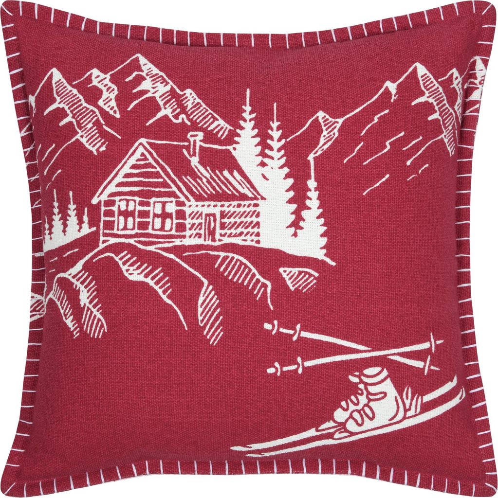 Baumwoll-Dekokissen im Chalet-Stil mit Bergmotiv
