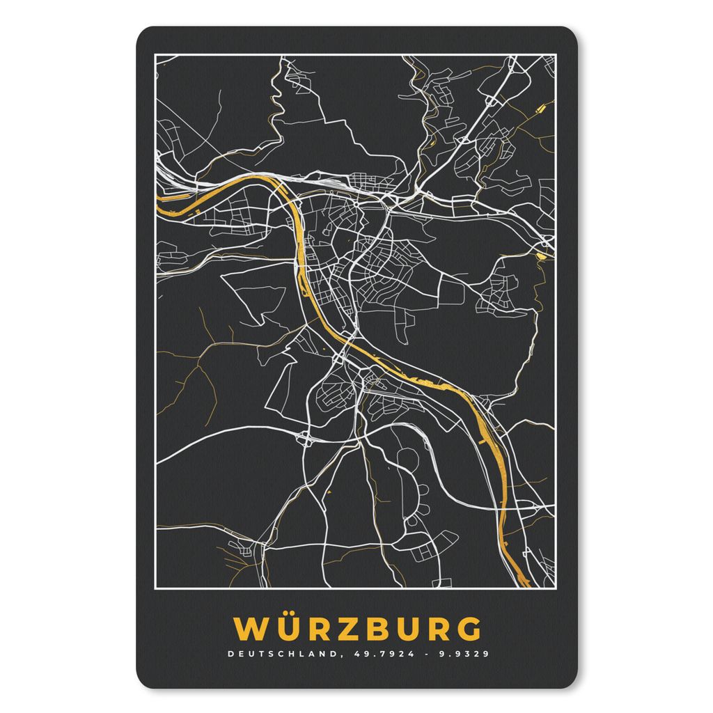 MuchoWow Mauspad Mousepad Stadtplan - Deutschland - Gold - Würzburg - Karte 18x27 cm - Mousepads - Maus Mat - Pad - Mausunterlage