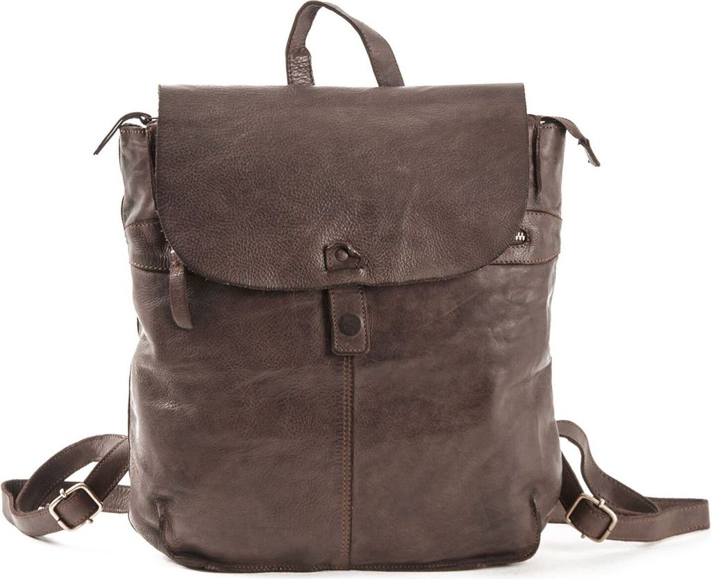 HAROLD'S Leder Freizeitrucksack Rucksack Submarine City Backpack Brown dunkelbraun