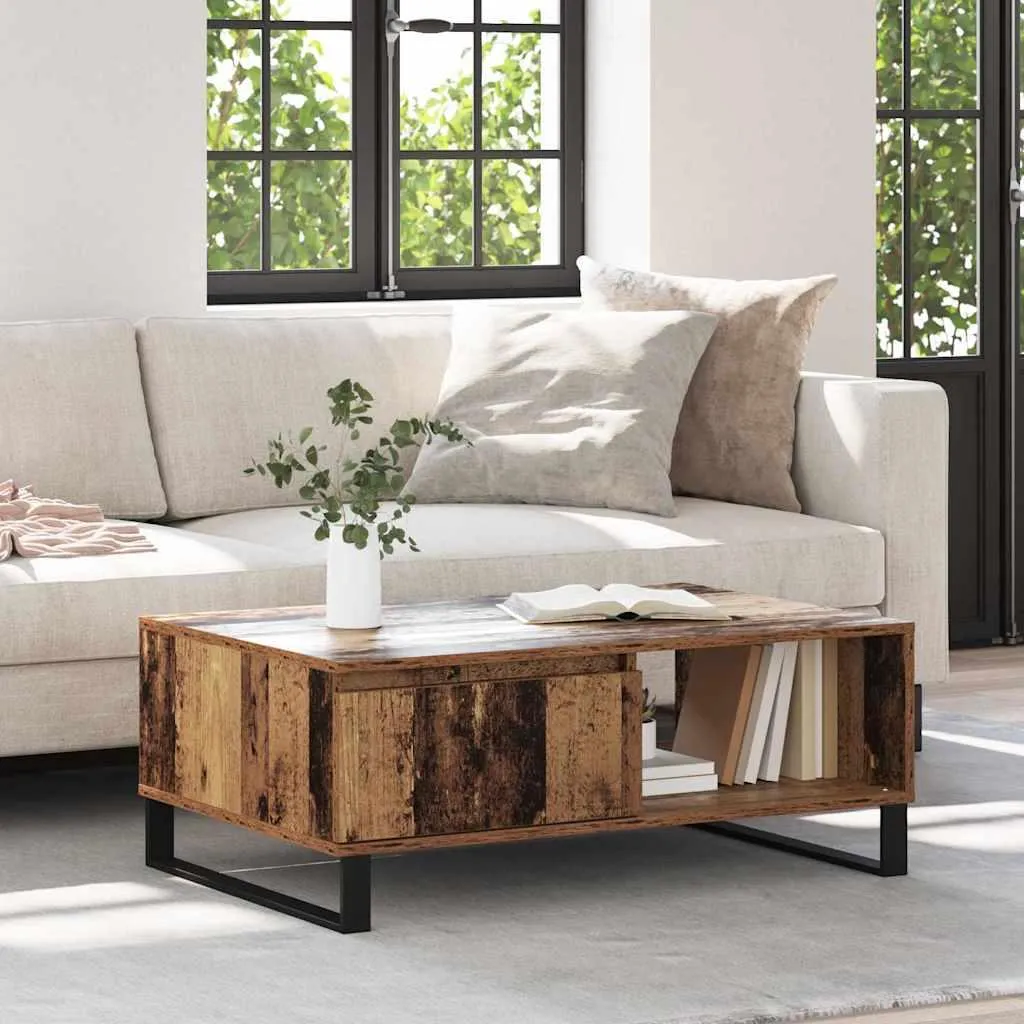 Tavolino Basso in Legno Antico 90x60x35 - Robustezza Tradizionale