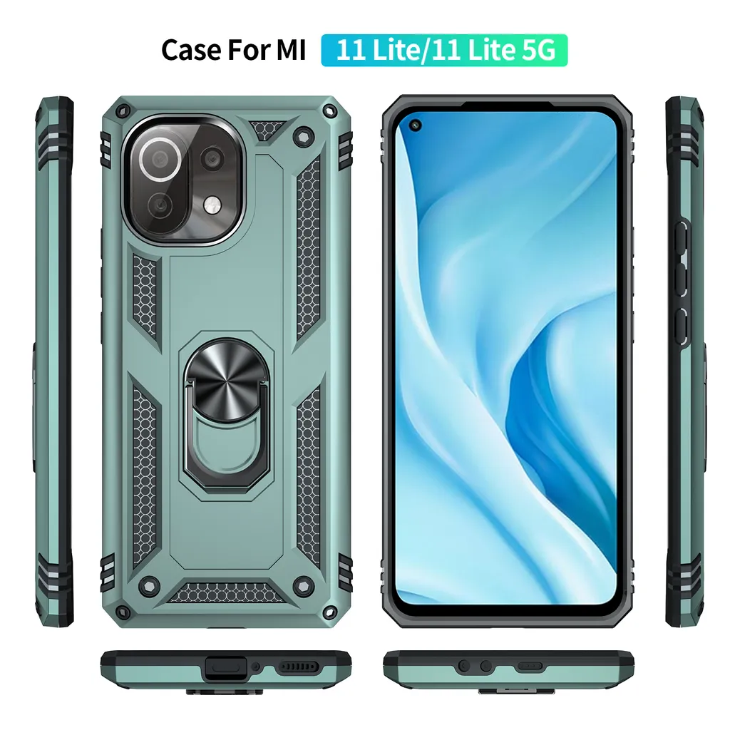 Custodia Antiurto Per Xiaomi 11 Lite 5G NE / Mi 11 Lite – Ultra Sottile Con Anello E Supporto Magnetico
