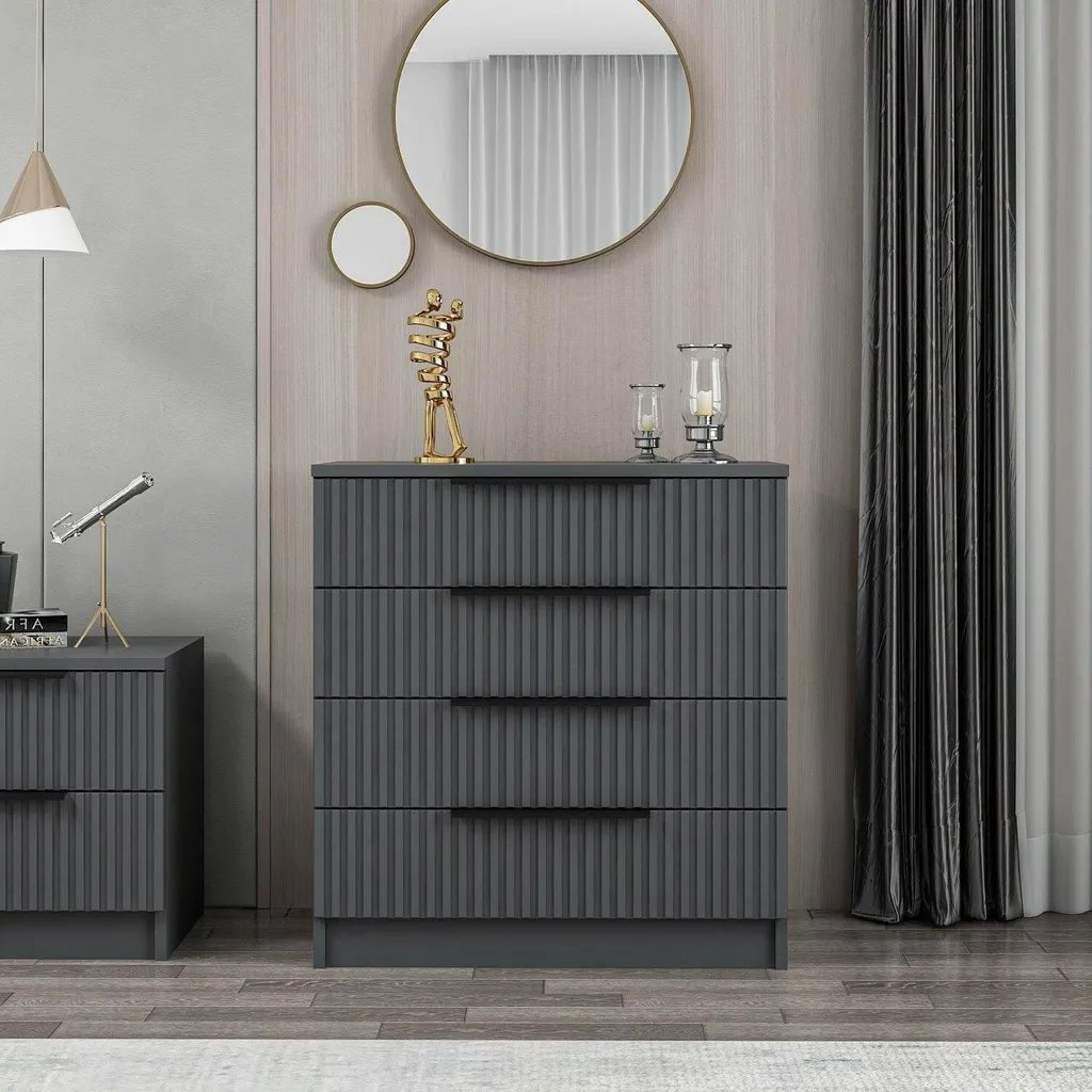 Commode Compacte Anthracite 7 Tiroirs Vicente : Design et Robustesse