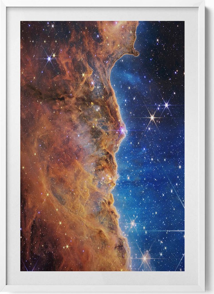 Kosmos und Sterne Bilder NASA– Wandbild mit Rahmen – Gerahmtes Bild – Wanddekoration – 70x100 cm – Weiß Rahmen