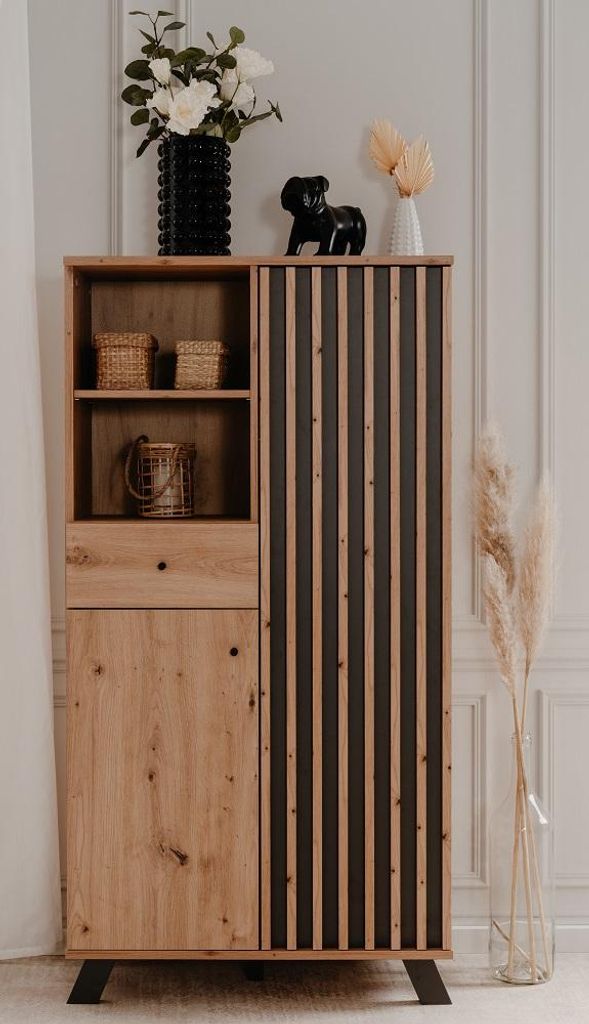 Highboard Medan | mit 3D-Lamellen | Artisan Eiche / Produktbild 
