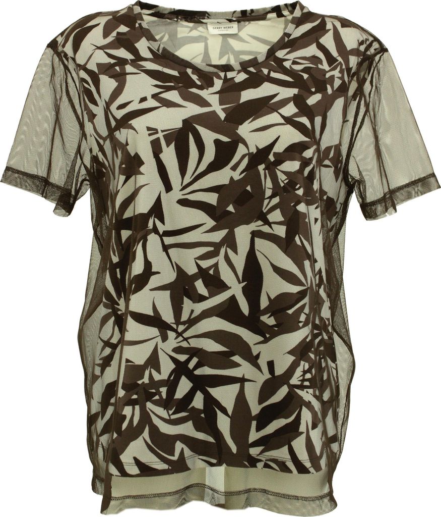 29679 Gerry Weber, , Damen T-Shirt Top , Jersey, braun weiß, 40