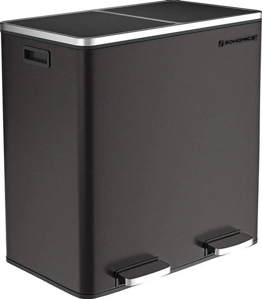 Poubelle de cuisine tri sélectif 60L avec deux bacs amovibles noirs