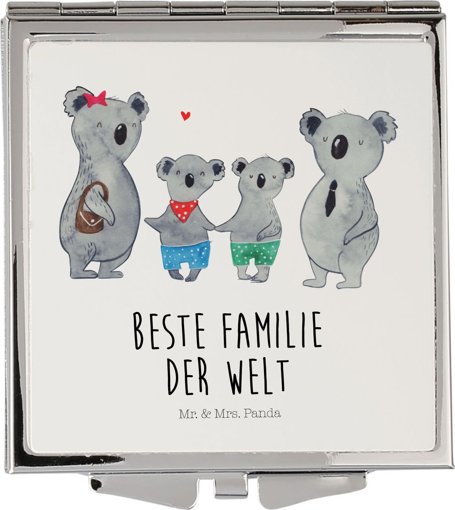 Mr. & Mrs. Panda Handspiegel Koala Familie zwei - Weiß - Geschenk, Schminkspiegel, Klappspiegel, Taschenspiegel, Kosmetikspiegel, Zusammen, Koalab...
