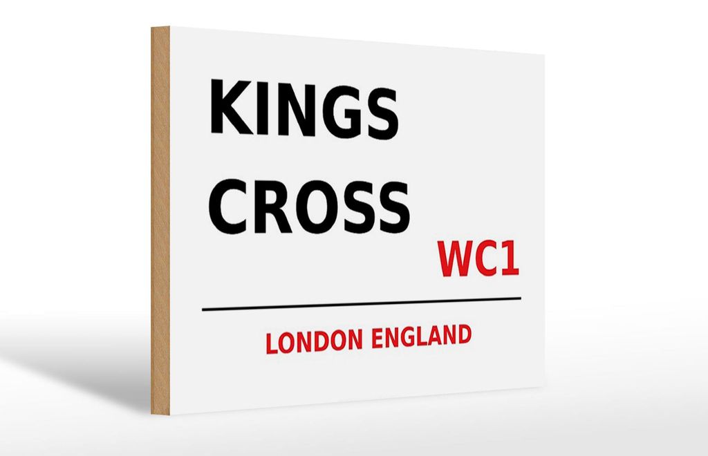 Holzschild London 30x20cm England Kings Cross WC1