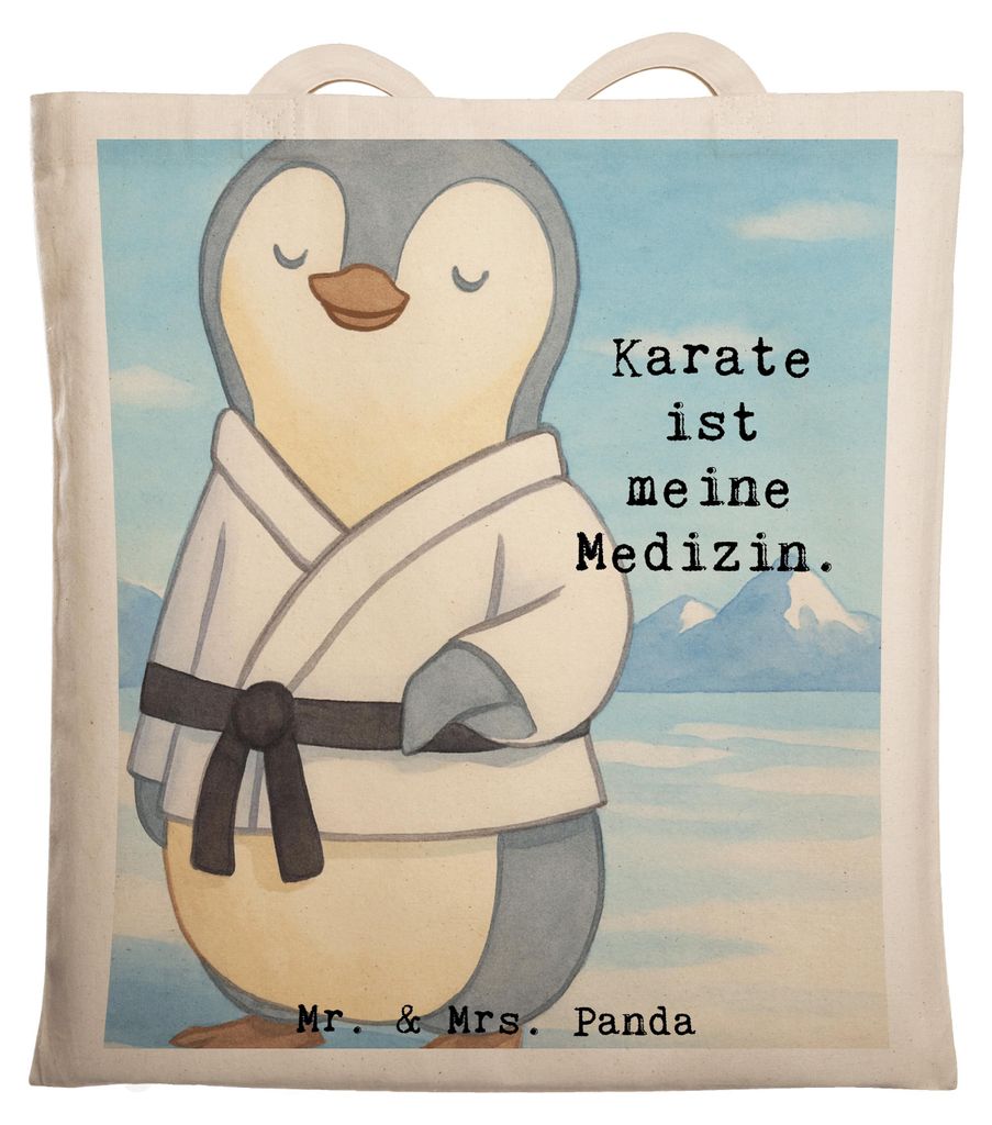Mr. & Mrs. Panda Schultasche Pinguin Karate Design - Weiß - Geschenk, Verein, Tasche, Kampfsportart, Beutel, Einkaufstasche, Jutebeutel, Kampfkuns...