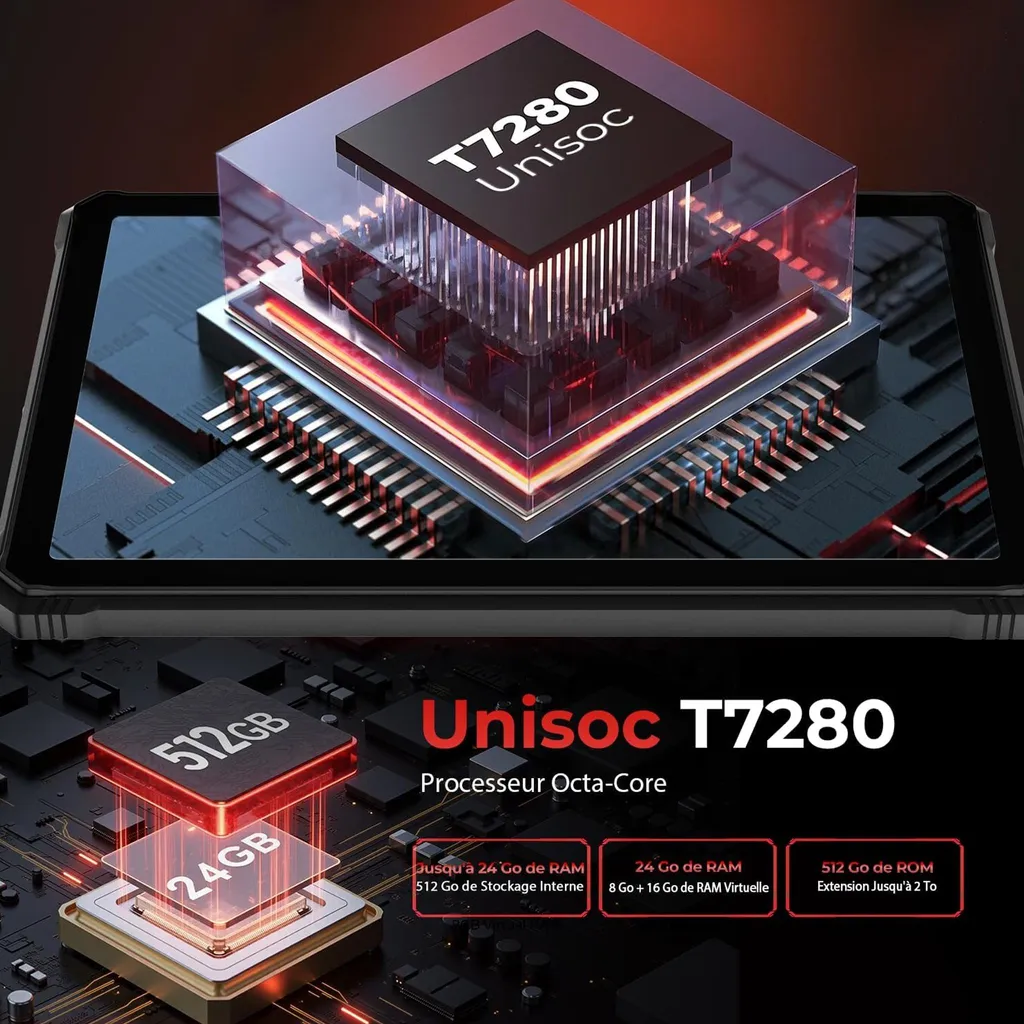 Tablette Incassable 11" 2K - HOTWAV R9 Plus, 24Go/512Go, Android 14