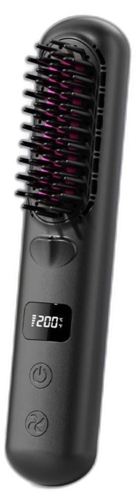 INF Kabelloser Kaltluft-Glätter- und Lockenkamm mit LCD-Digitalanzeige, nass/trocken Styling und 3 Temperatureinstellungen Schwarz