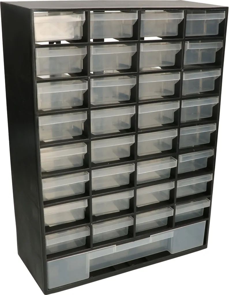 Module de Rangement 33 Tiroirs Coulissants avec Façade Transparente