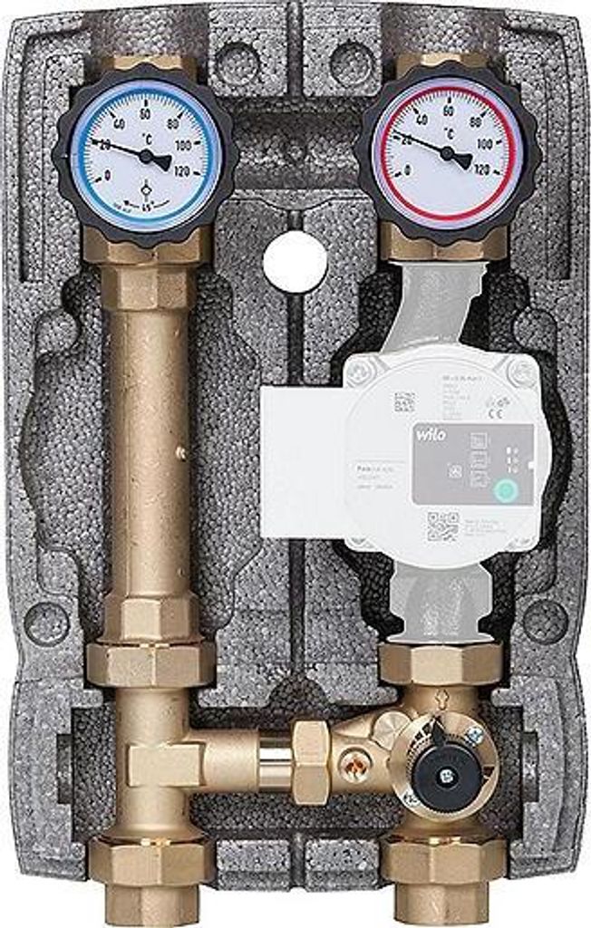 Evenes Heizkreisset Easyflow DN25 R1" mit Isolierung 3-Wege-Mischer Pumpengruppe