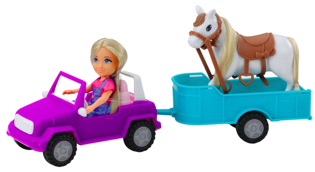 LEAN Toys 24473 Ankiki-pop met cabriolet, aanhanger en Productafbeelding 