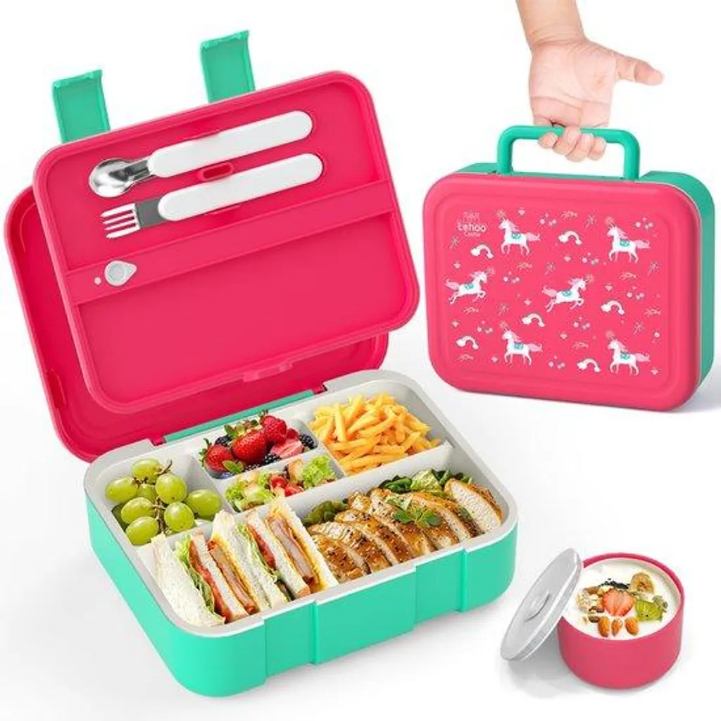 Boîte à lunch pour enfants 1250ml avec 5 compartiments et couverts