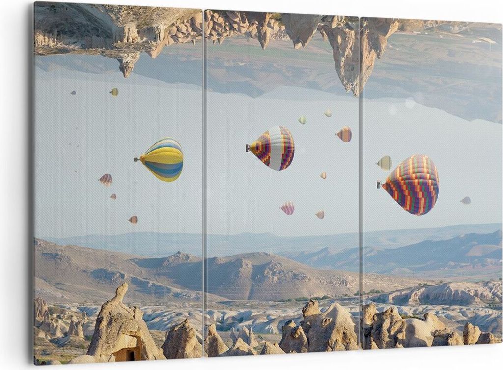 Bild auf Leinwand - Leinwandbild - 3 Teile - Surrealismus Flug Luftballons - 165x110cm - Wand Bild - Wanddeko - Wandbilder - Leinwanddruck - Bilder...